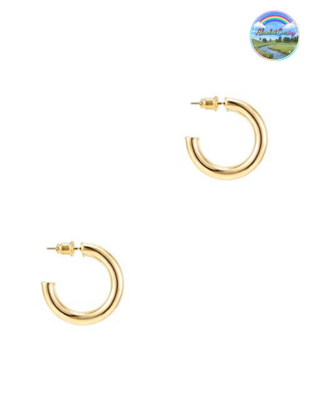 14K Gold Plated Lightweight Chunky Hoop Earrings 20mm Hinged Hoop
